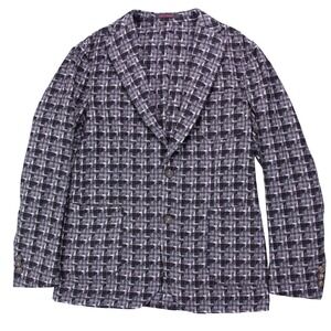 Boglioli THE GIGI Angie Mens 42R Gray Check Wool Unstructured Sport Coat Blazer